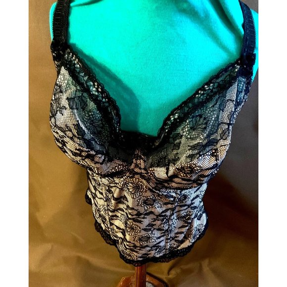 Fantasie 34 GG Corset New With Tags Sexy Lingerie See-through Back Lace Elastic - Picture 2 of 10